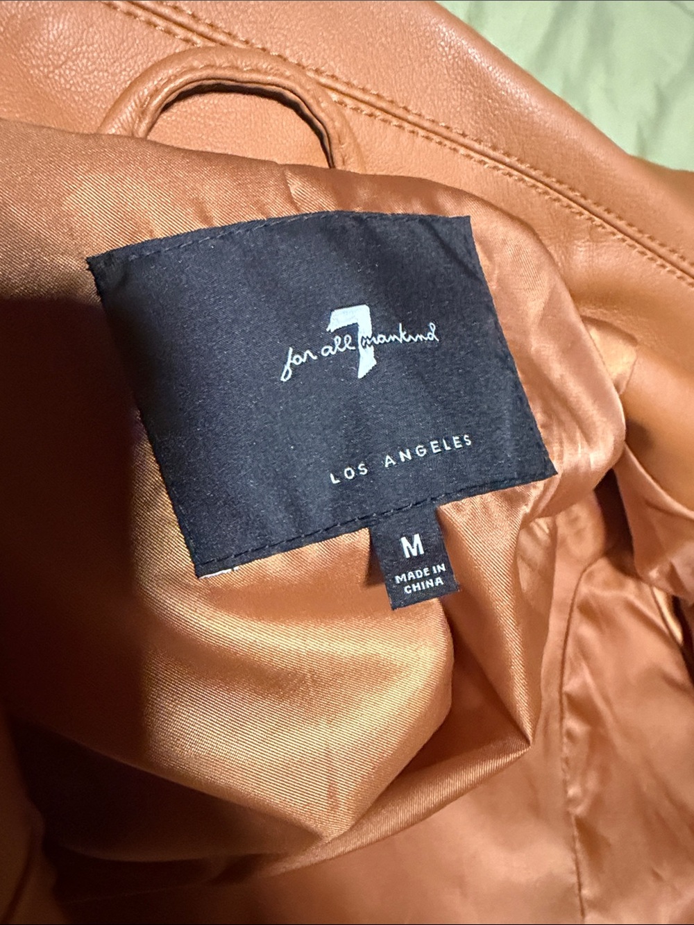 7 for all mankind Women’s Double-Breasted Faux Leather Trench Coat - Tan - Picture 6 of 6